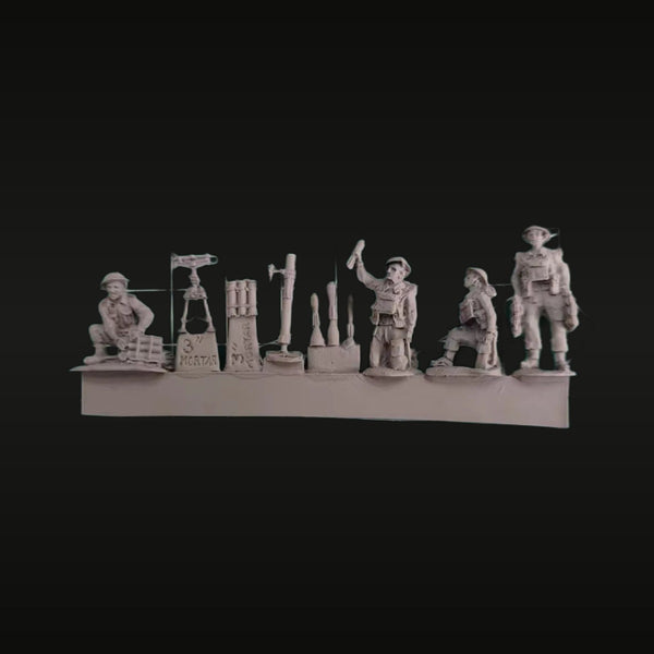 British Army BEF 3-Inch Mortar Team 1/72 Resin Figure Set