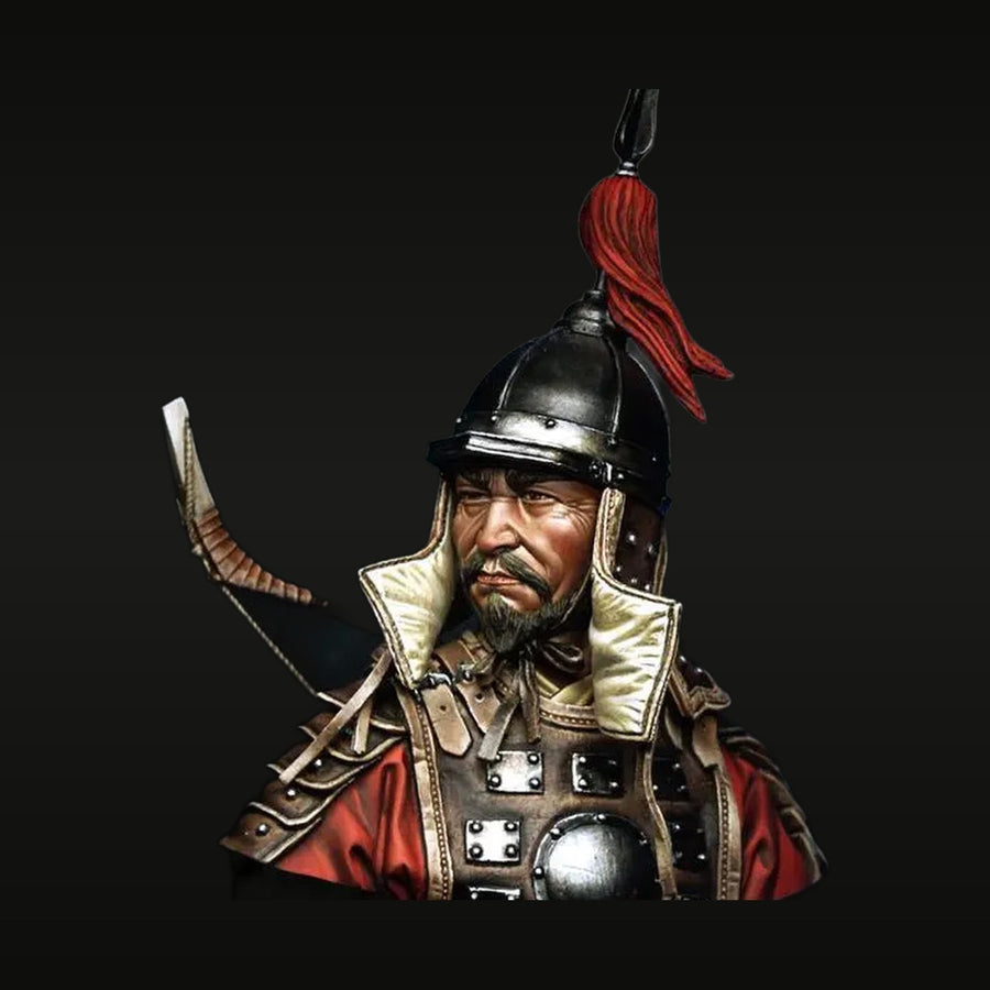 Medieval Mongolian Warrior with Spiked Helmet 75mm Resin Bust Kit - unpainted resin model kit