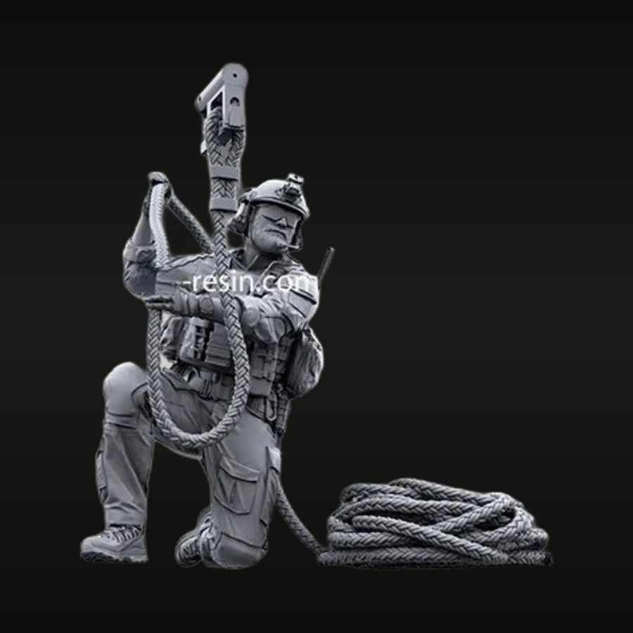 Modern US Special Forces Climber with Carabiner and Rope 1/35 Resin Figure Kit - unpainted resin model kit