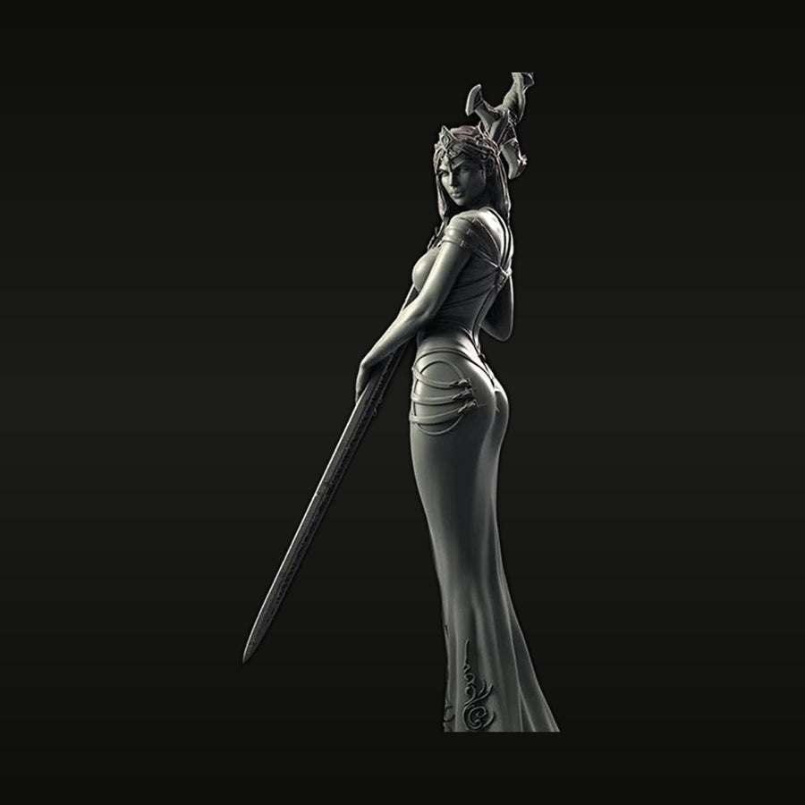 Fantasy Female Warrior with Sword and Tiara 1/24 Resin Figure Kit - unpainted resin model kit