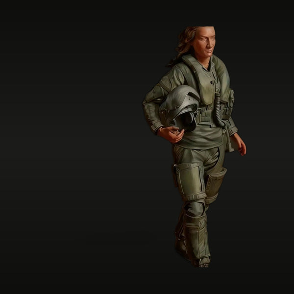 Modern US Female Fighter Pilot with Helmet 1/72 Resin Figure Kit