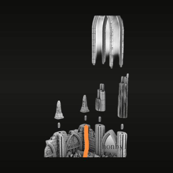 Sci-Fi Gothic Ruins Terrain Diorama Resin Kit with Spires and Arches