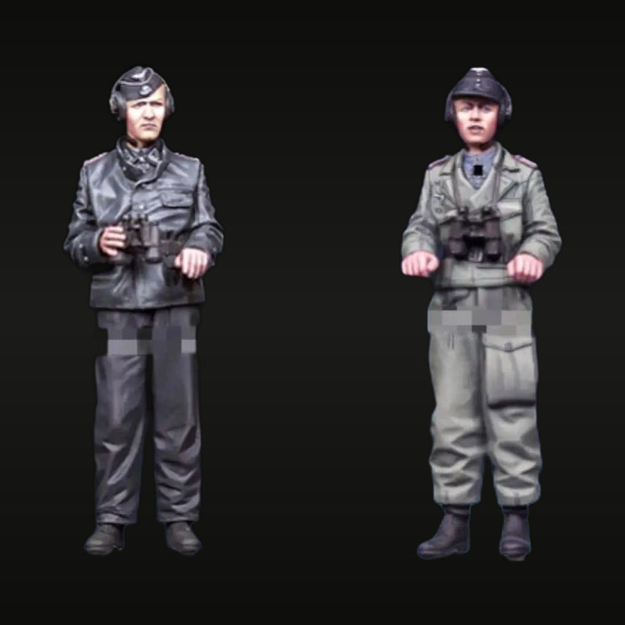 WWII German Luftwaffe Aircrew Set of 2 Pilot Figures 1/35 Resin Kit - unpainted resin model kit