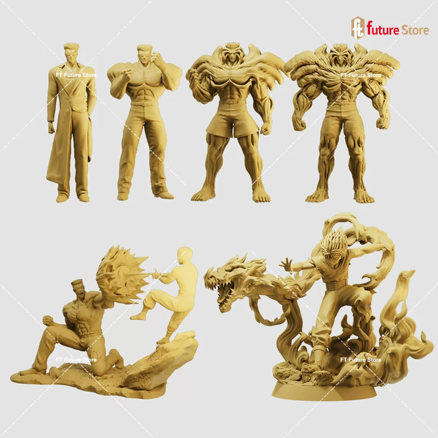 Anime Boy Spiky Hair Dynamic Jumping Pose 1/64 Resin Figure Kit - resin model view 2