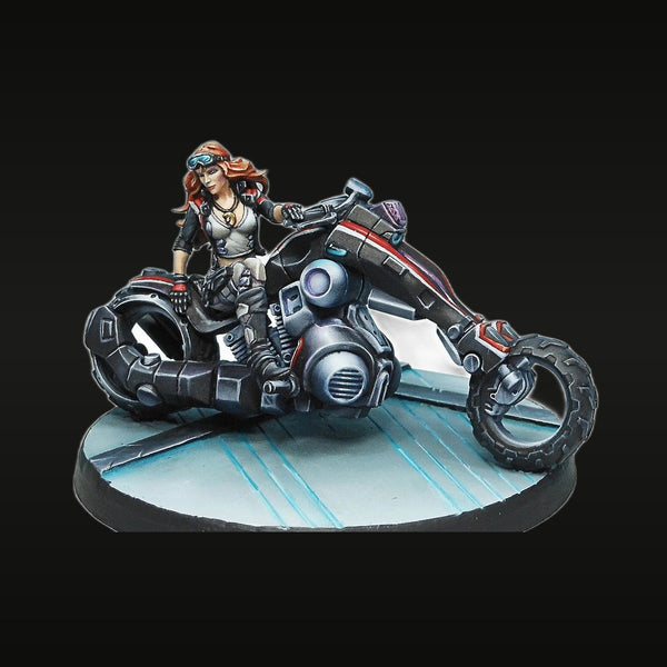 Steampunk Biker Girl with Chopper 38mm Resin Figure