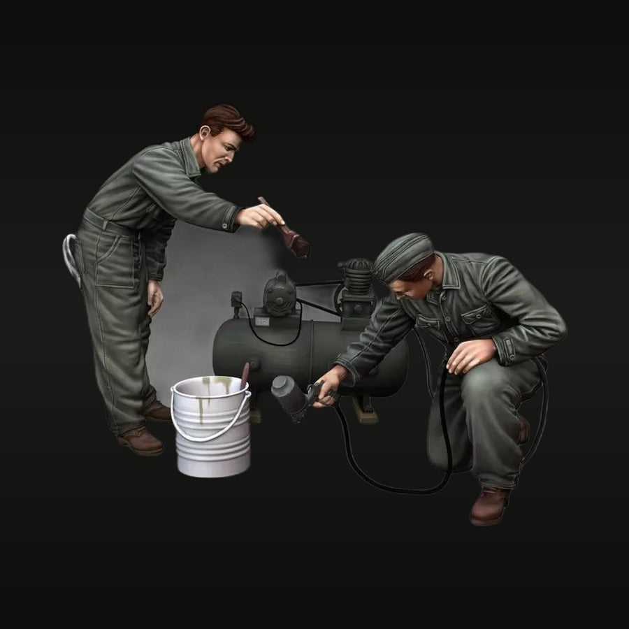 WWII German Tank Crew Maintenance Set 1/35 Resin Figure Kit - unpainted resin model kit