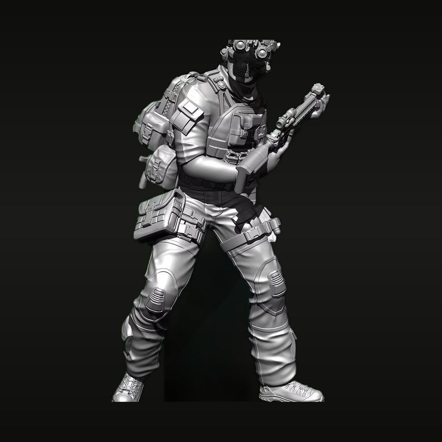 Modern Special Forces Operator with Night Vision and Tactical Gear 75mm Resin Figure Kit - unpainted resin model kit