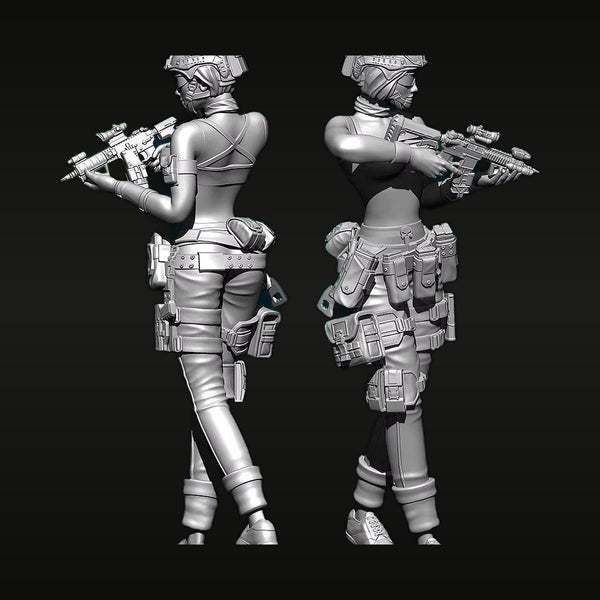 Modern Sci-Fi Female Operator with Assault Rifle 1/35 Resin Figure Kit
