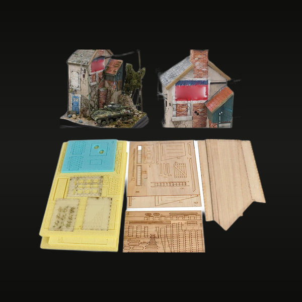 WWII Destroyed French Village Houses Diorama Base 1/35 Resin Terrain Kit