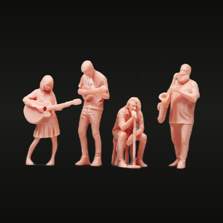 Band Musicians 1/64 Scale Resin Figure Set - 4 Painted Diorama Figures - unpainted resin model kit