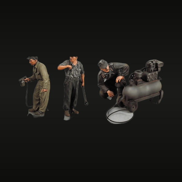 Modern Maintenance Workers with Air Compressor 1/35 Resin Figure Kit