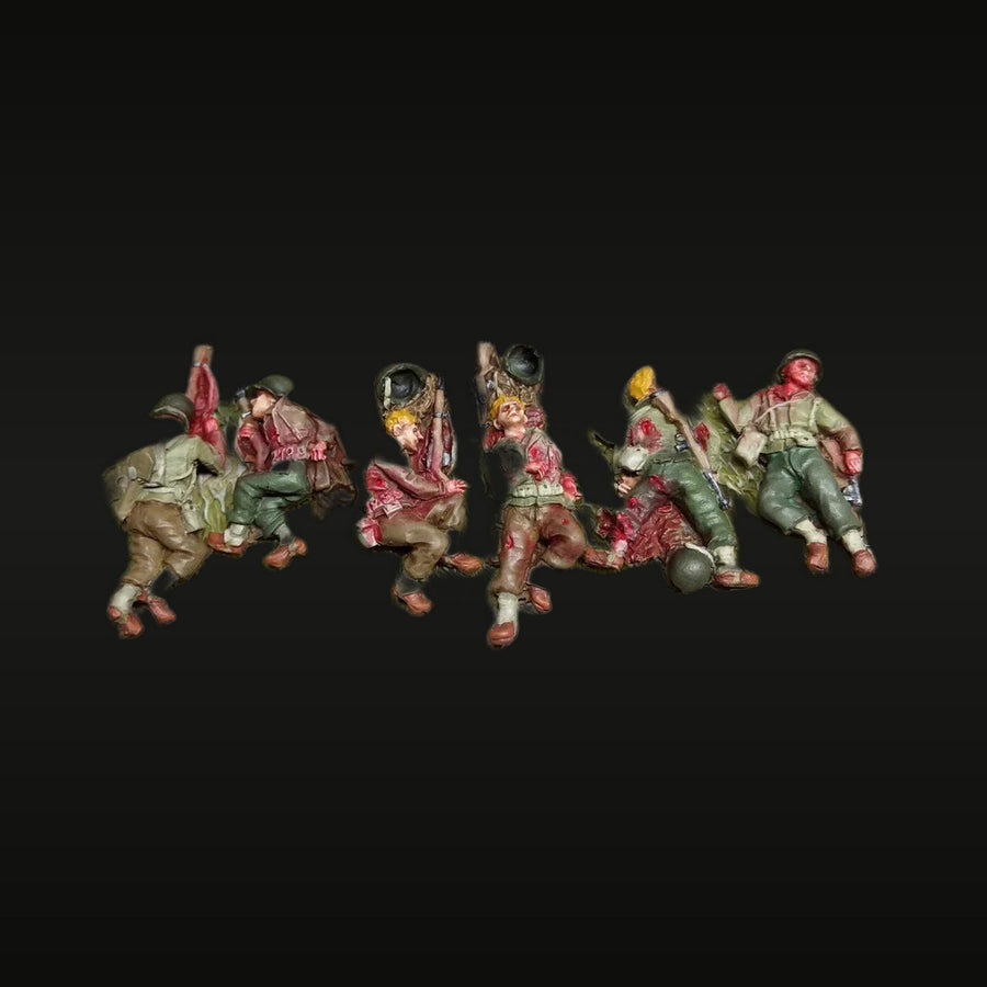 WWII US Army Infantry Casualties Wounded Fallen 1/72 Resin Figure Set - unpainted resin model kit