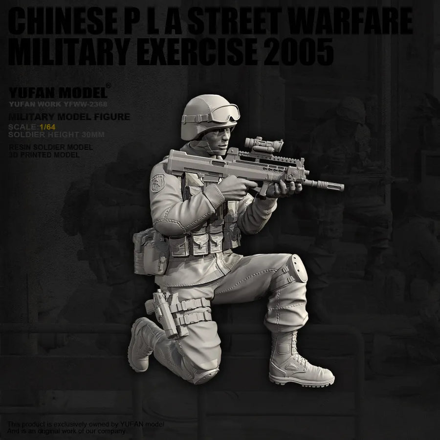 Modern Soldier Kneeling with Bullpup Assault Rifle 1/64 Resin Figure Kit - resin model view 3