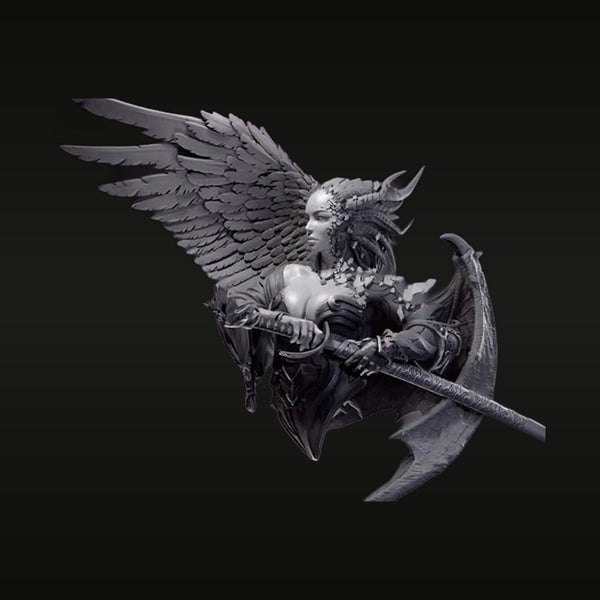 Fantasy Female Demon with Wings and Scythe 1/12 Resin Bust Kit