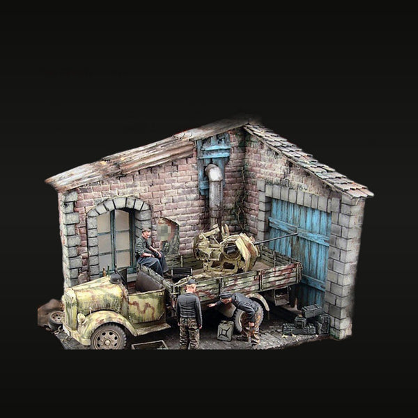 WWII European Damaged Stone Building Diorama Set 1/35 Resin Kit