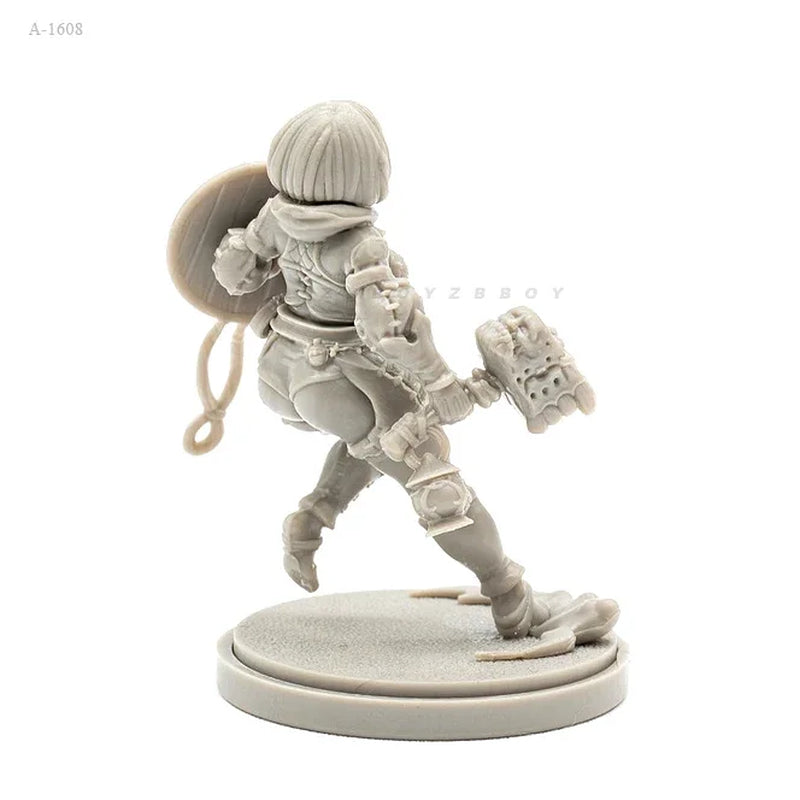 Fantasy Female Warrior with Axe & Skull Shield 38mm Resin Figure - resin model view 2