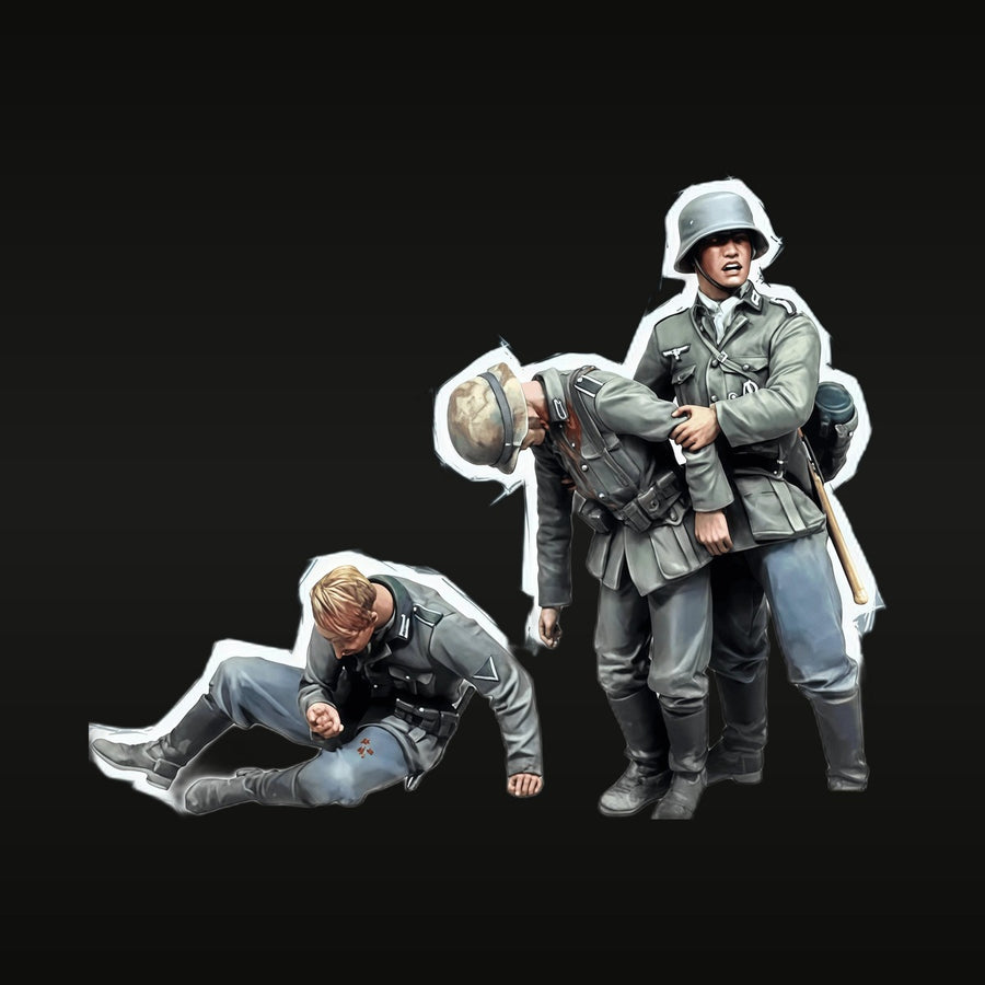 WWII German Wehrmacht Soldiers 2-Figure Set 1/35 Resin Kit - unpainted resin model kit