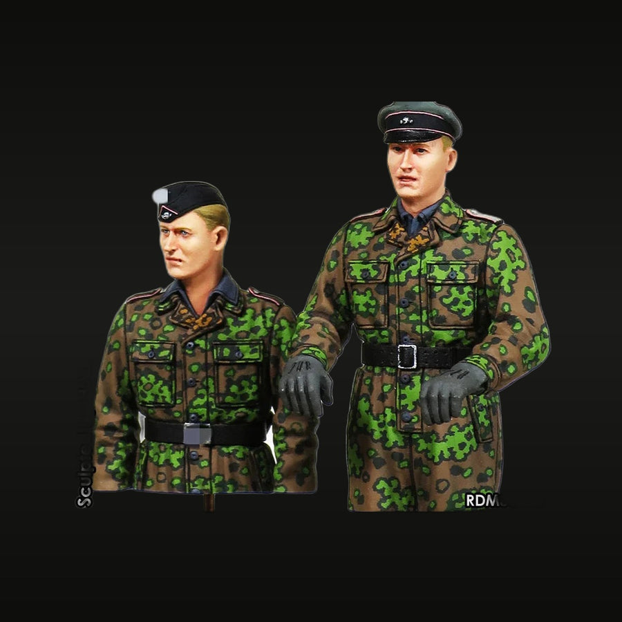 WWII German Waffen-SS Panzer Crew Set of 2 1943-45 1/35 Resin Figure Kit - unpainted resin model kit