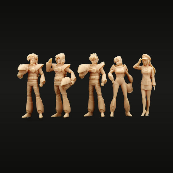 Sci-Fi Soldiers Mixed Set of 5 Anime Style 28mm Resin Figure Kit