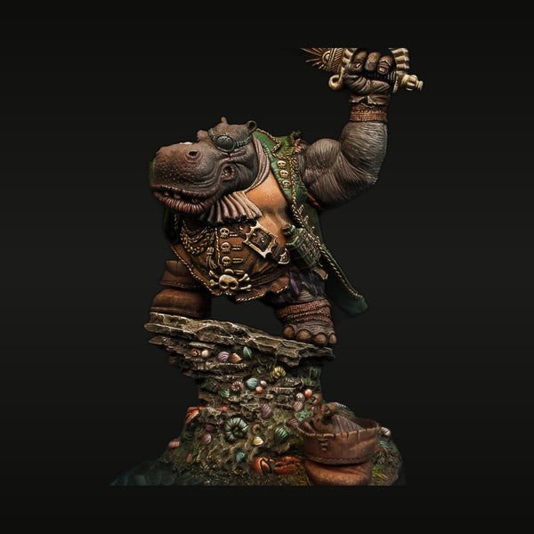 Fantasy Hippo Pirate Warrior Bust with Ornate Sword 40mm Resin Kit