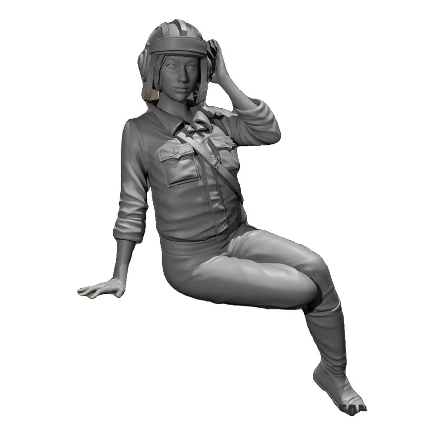 WWII Female Pilot Pinup Seated with Flying Helmet 1/35 Resin Figure Kit - resin model view 4