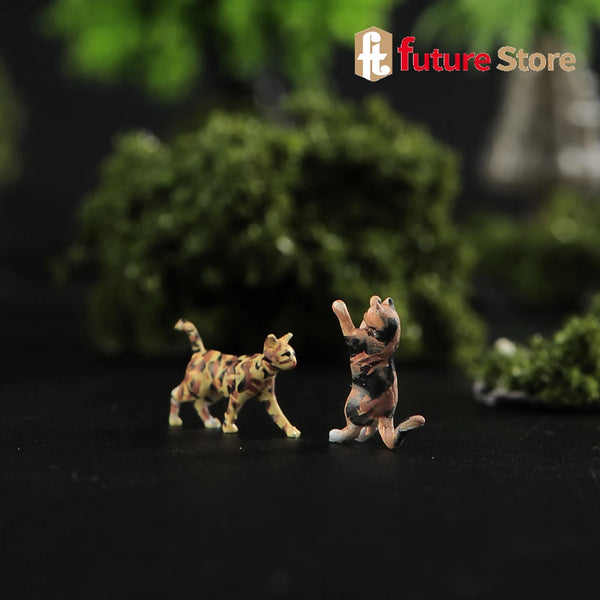 Tabby Cat Pair Pre-Painted Resin Diorama Accessories 75mm