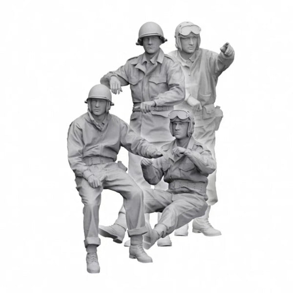 WWII US Tank Crew 4-Figure Set 1/35 Resin Kit