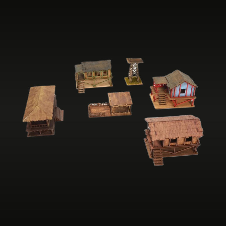 Wild West Town 7-Building Diorama Set Resin Kit - unpainted resin model kit