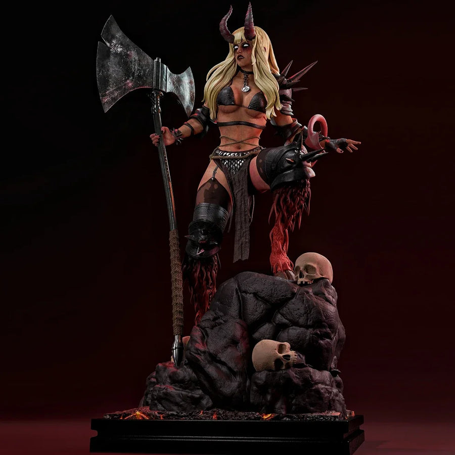 Fantasy Demon Sorceress with Clawed Gauntlet 50mm Resin Figure Kit - resin model view 4