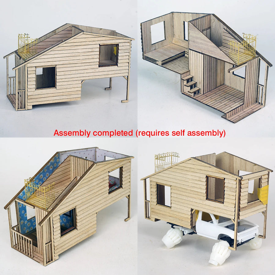 Assembly Architectural Model Sand Table Motor Home Building Components Wooden House Diorama Scale Model Kit 1/24 1/35
