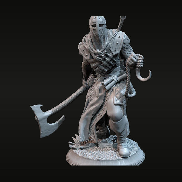 Medieval Viking Axeman with Horned Helmet 50mm Resin Figure Kit