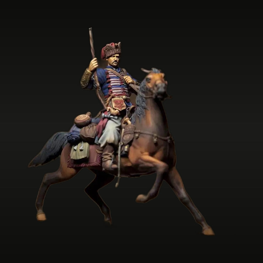 Napoleonic Polish Cavalry Officer with Lance 1/24 Resin Figure Kit - unpainted resin model kit