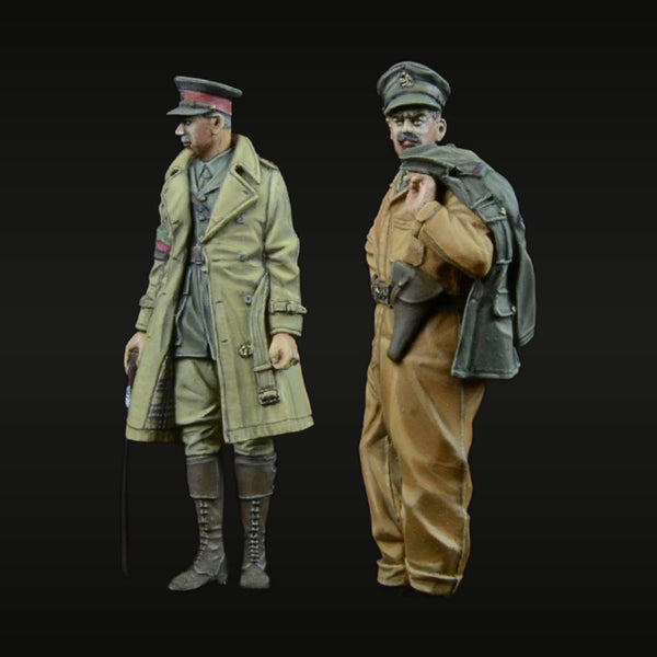 WWI British Officers with Greatcoat and Field Pack 1/35 Resin Figure Kit