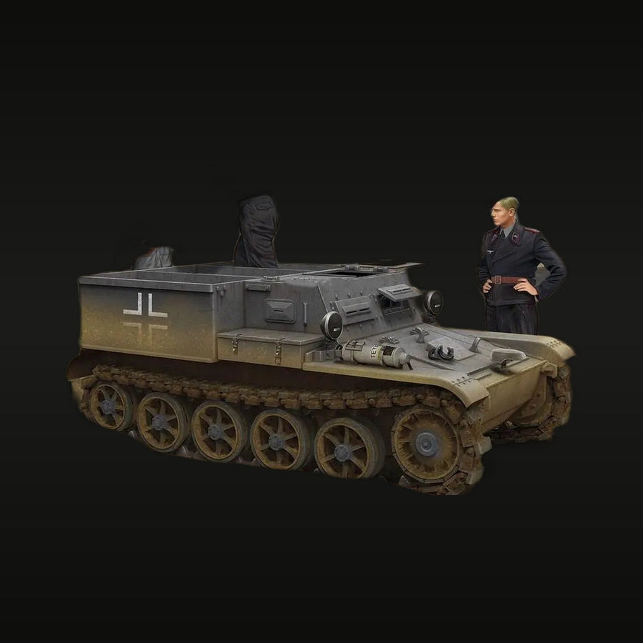 WWII German Munitionsschlepper VK3.02 Full-Track Carrier with Officer Figure 1/35 Resin Kit - unpainted resin model kit
