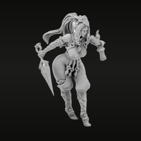 Fantasy Female Warrior with Sword Dynamic Pose 28mm Resin Figure Kit