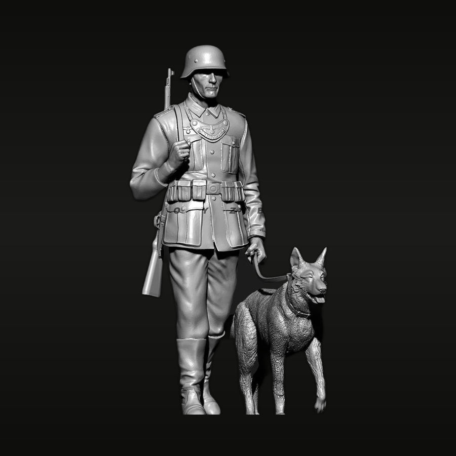 WWII German Soldier with German Shepherd Dog 1/35 Resin Figure Kit - unpainted resin model kit