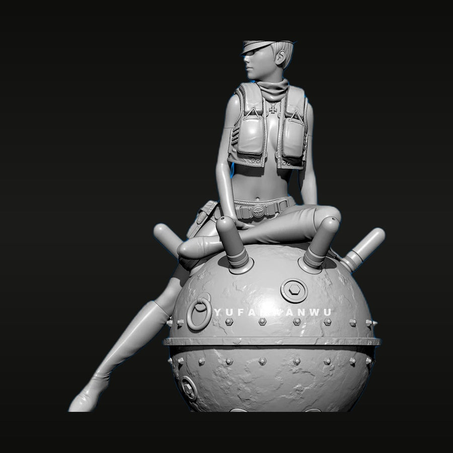 Modern Female Soldier with Tactical Vest on Mine 1/35 Resin Figure Kit - unpainted resin model kit
