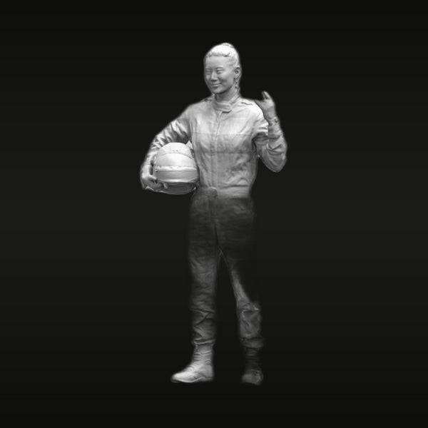 Female Racing Driver with Helmet 1/35 Resin Figure Kit