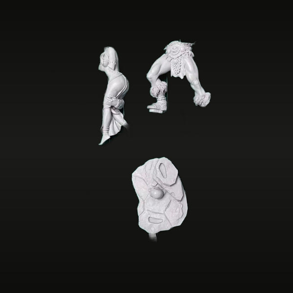 Fantasy Warrior Female and Monster Creature with Shield 1/24 Resin Multi-Part Kit