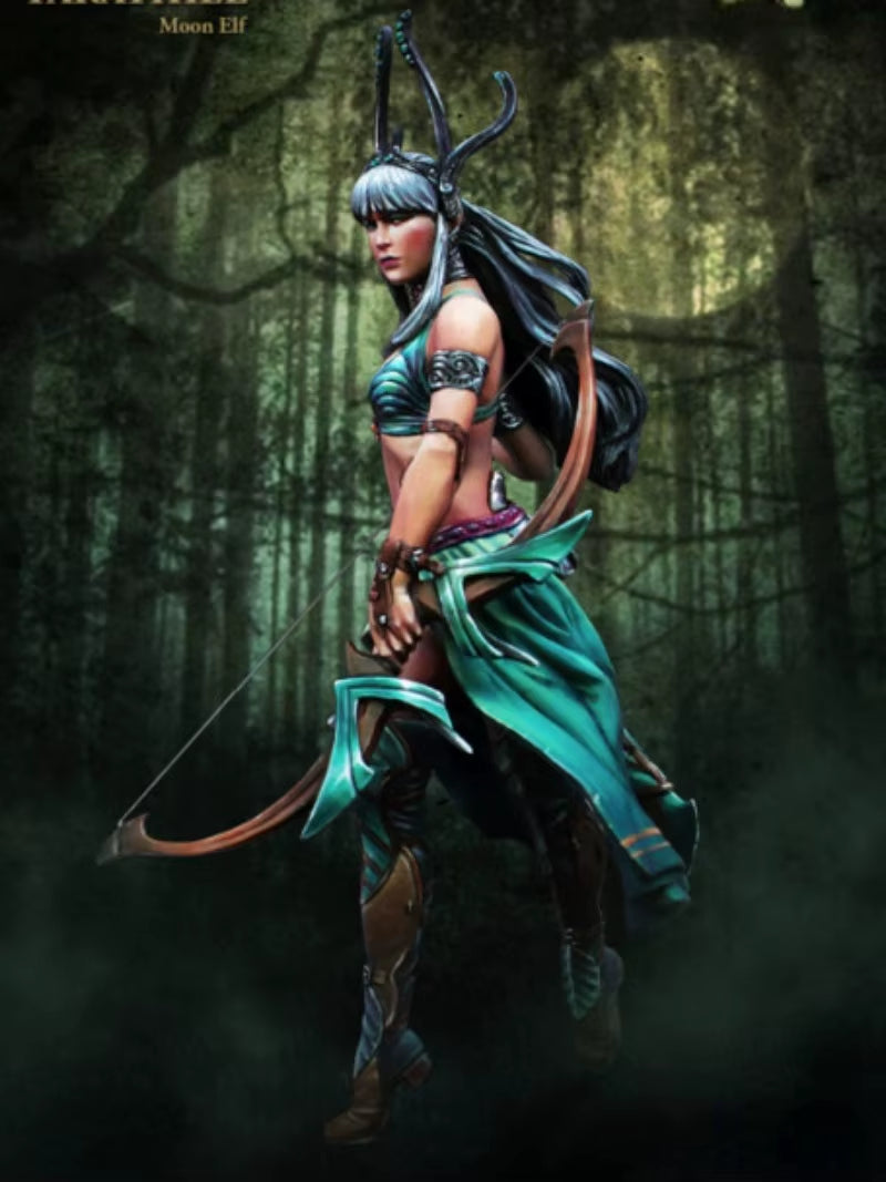 1/24 Scale Moon Elf Jungle Female Shooter Resin Figure Model Kit Fantasy Hobby Miniatures Unassembled Unpainted Toy Diorama