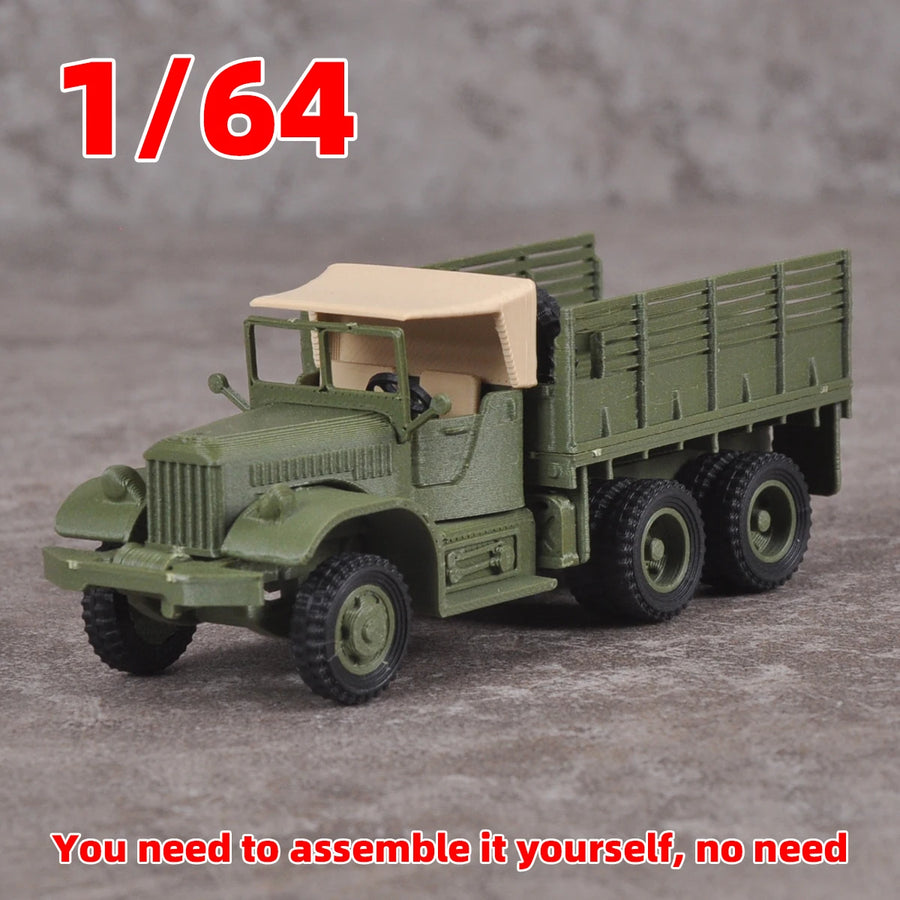 Assembly Scale Set Static Plastic Model Kit United States Military Truck Car 1/64