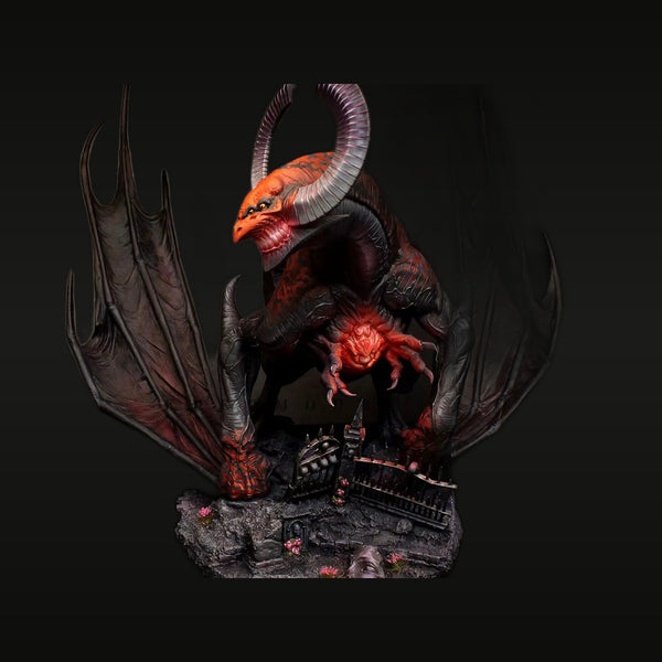 Fantasy Demon Lord with Bat Wings Curved Horns 75mm Resin Bust Kit