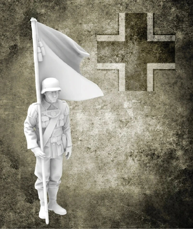 1/35 Scale Die-Cast Resin Figure Model Kit WWII German Band Flag Unassembled and Unpainted