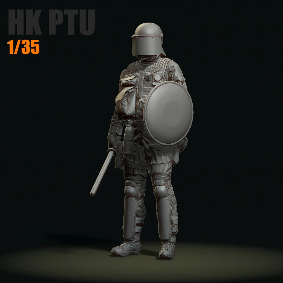 Modern Riot Police Officer with Shield and Baton 1/35 Resin Figure Kit - resin model view 3