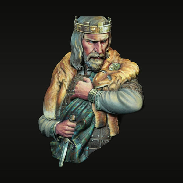 Celtic Warrior King with Crown, Sword & Fur Cloak 1/12 Resin Bust