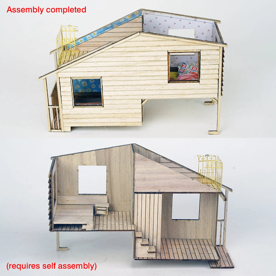 Assembly Architectural Model Sand Table Motor Home Building Components Wooden House Diorama Scale Model Kit 1/24 1/35
