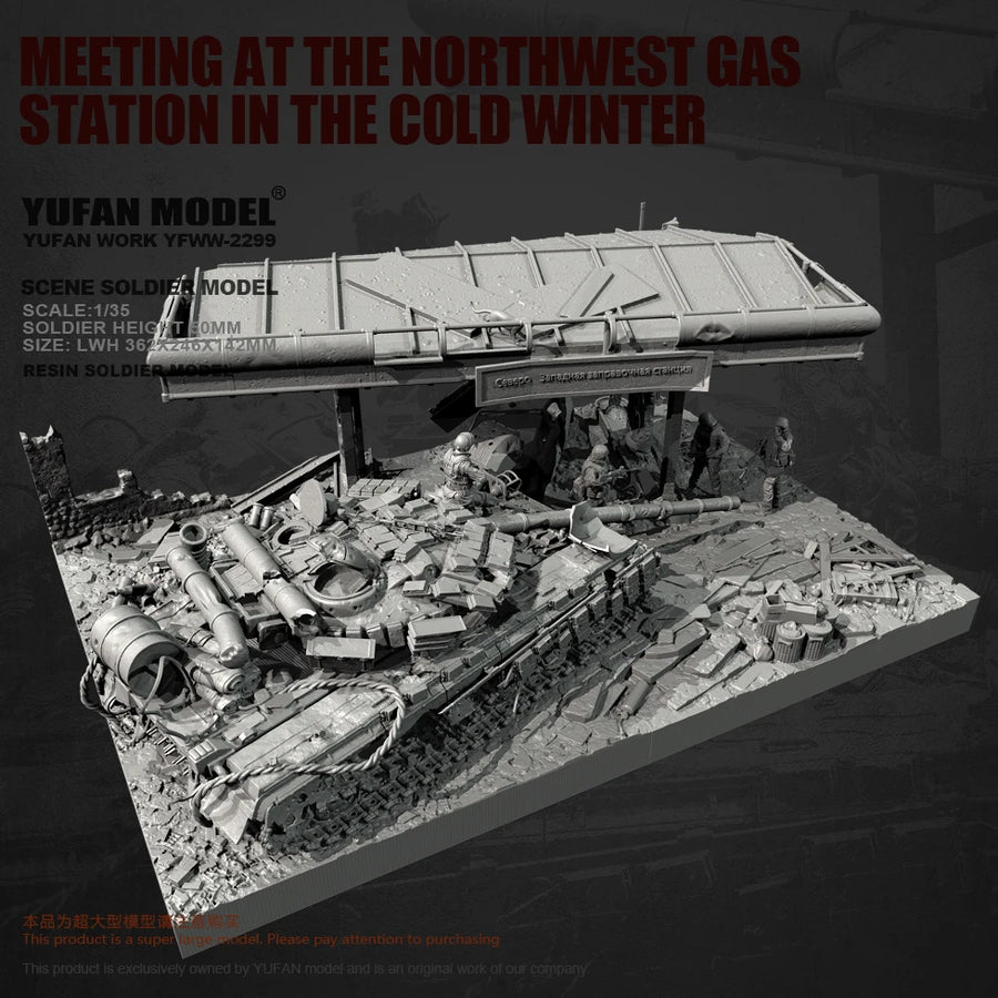 Modern Urban Warfare Fuel Station Diorama with MBT 1/35 Resin Kit - resin model view 5