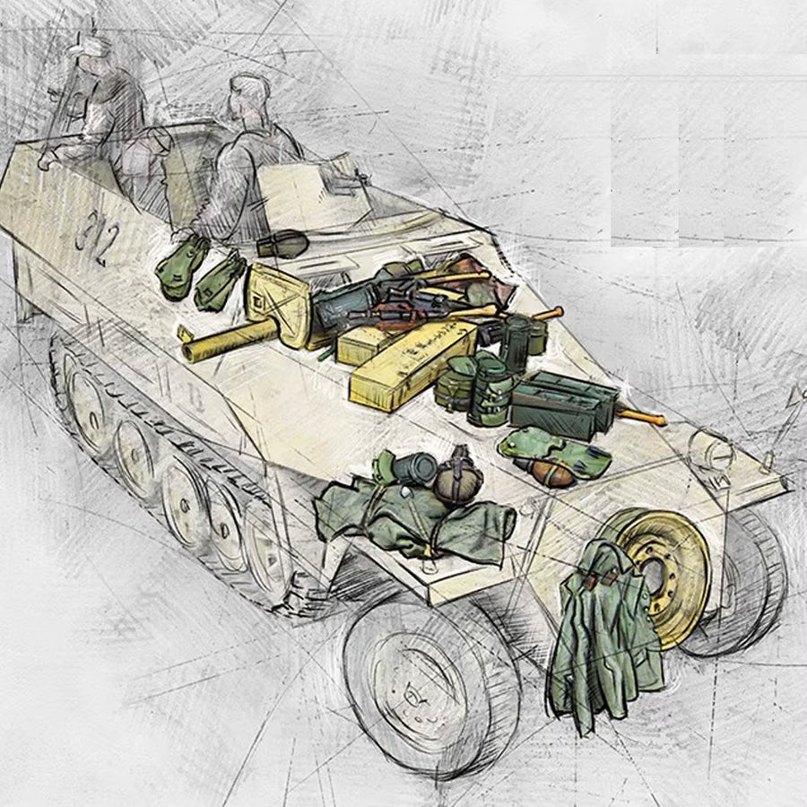 WWII German Sd.Kfz. 251 Halftrack Accessory Set 1/35 Resin Kit - resin model view 2
