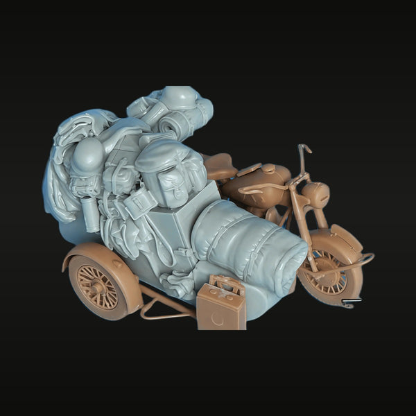 Three-Wheeled Motorcycle with Sidecar & Cargo 1/35 Resin Model Kit