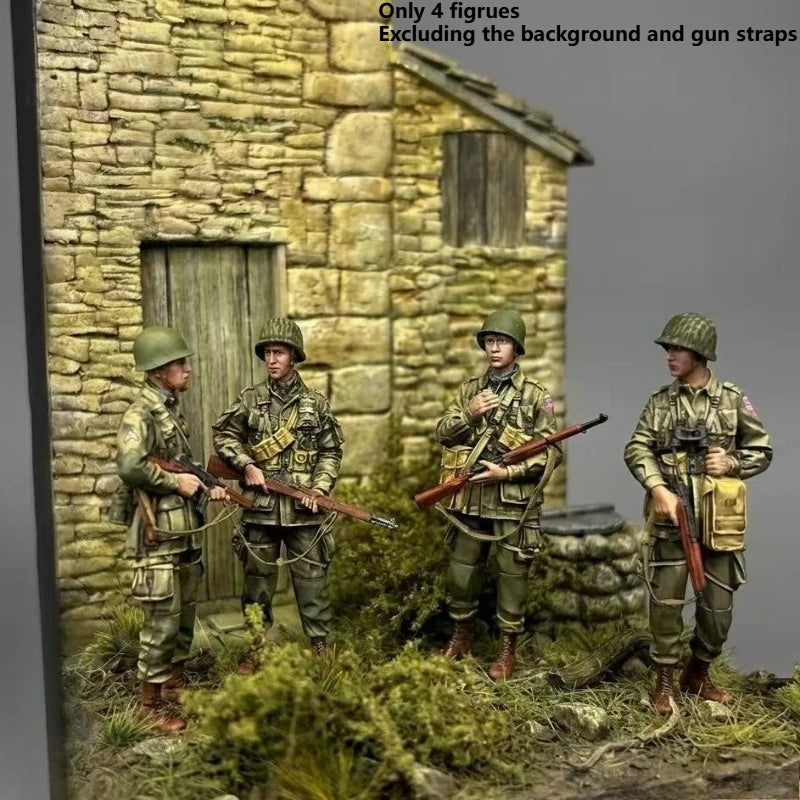 1/35 Scale Die-Cast Resin Figure Model Kit WWII US 101St Airborne Trooper Set 4 Figures Unassembled Unpainted